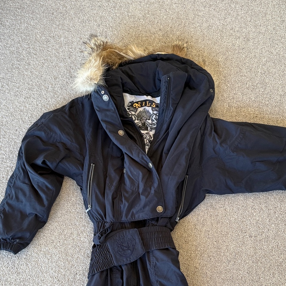 Women’s Black Winter ski suit with Fur Hood